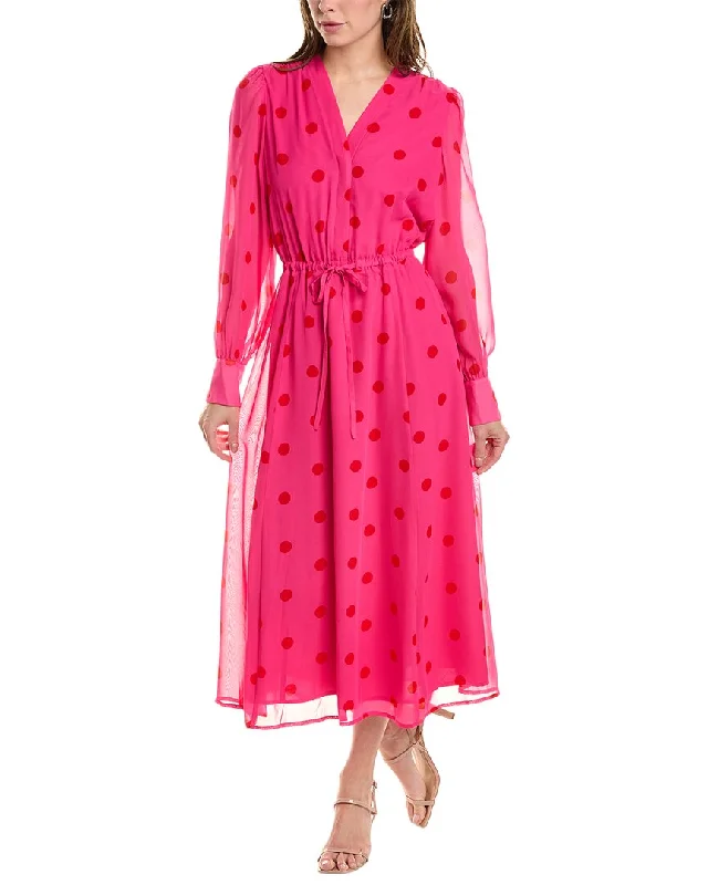 Anne Klein Polka Dot Midi Dress Cozy Midi Dress with Pockets