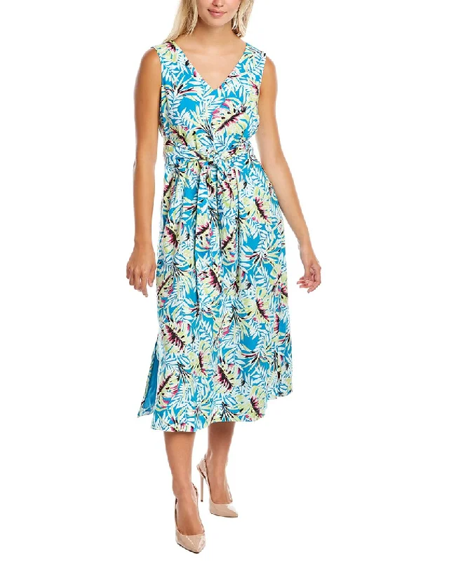 Anne Klein Tropical Linen-Blend Midi Dress Stylish Satin Midi Dress