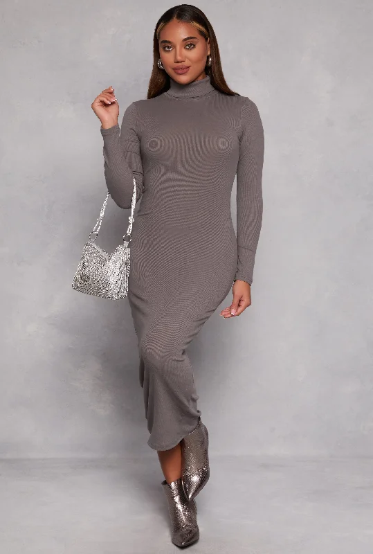 Daisy Turtleneck Midi Dress Fashionable Shift Midi Dress