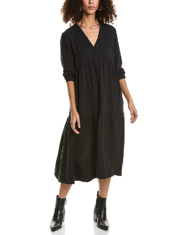 Johnny Was Gauze Midi Dress Trendy Ruffled Sleeve Midi Dress