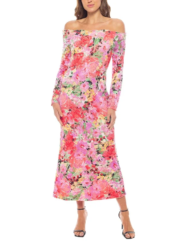 Marina Printed Midi Dress Comfortable Floral Print Midi Dress