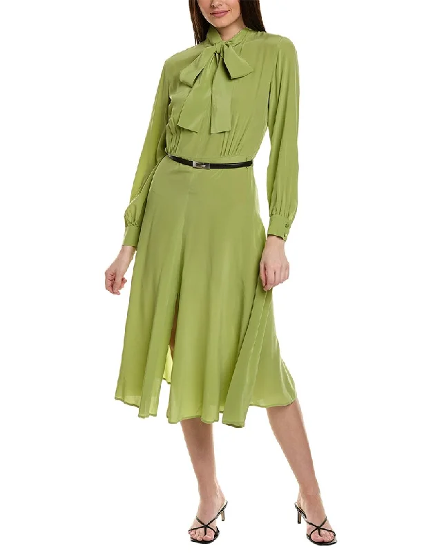 Max Mara Studio Revere Silk Midi Dress Trendy Midi Dress with Belt