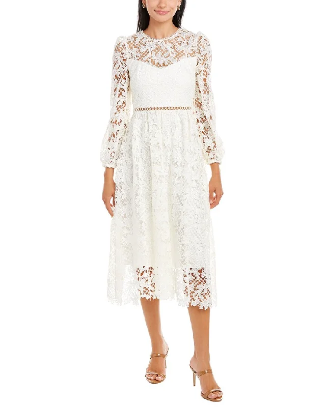 ML Monique Lhuillier Lace Midi Dress Comfortable Deep V Midi Dress