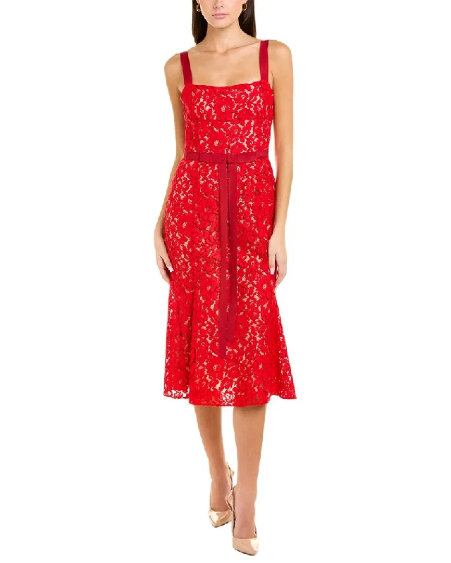 Oscar de la Renta Lace Midi Dress Comfortable Casual Midi Dress