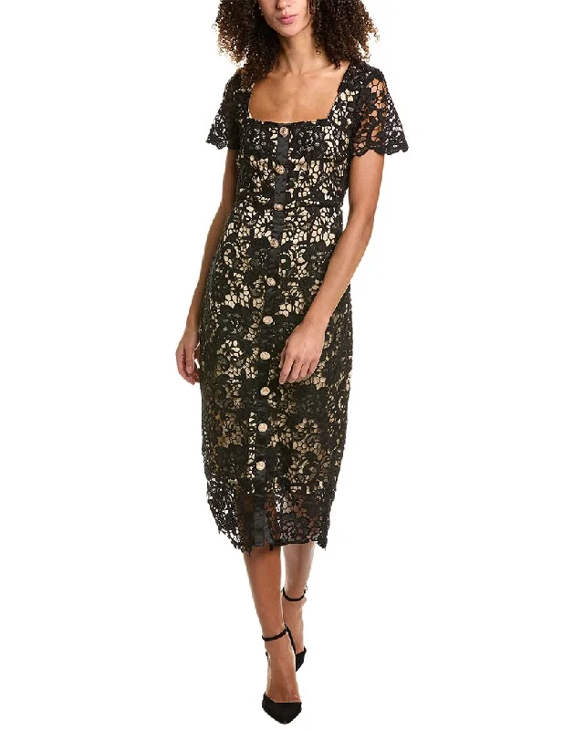 Rachel Parcell Lace Midi Dress Comfortable Fit-and-Flare Midi Dress