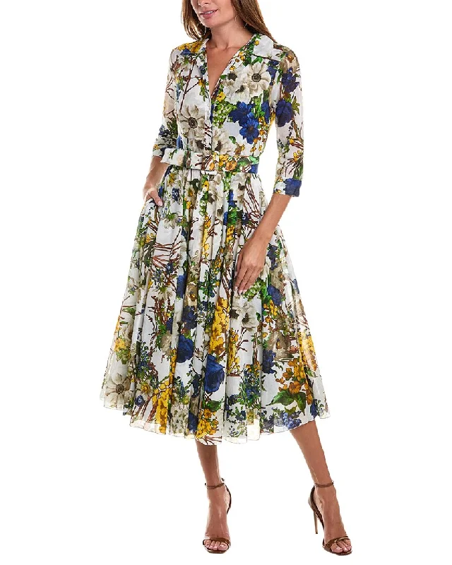 Samantha Sung Aster Midi Dress Elegant Puff Sleeve Midi Dress