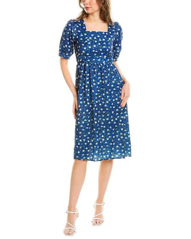 Stellah Floral Midi Dress Trendy Mock Neck Midi Dress