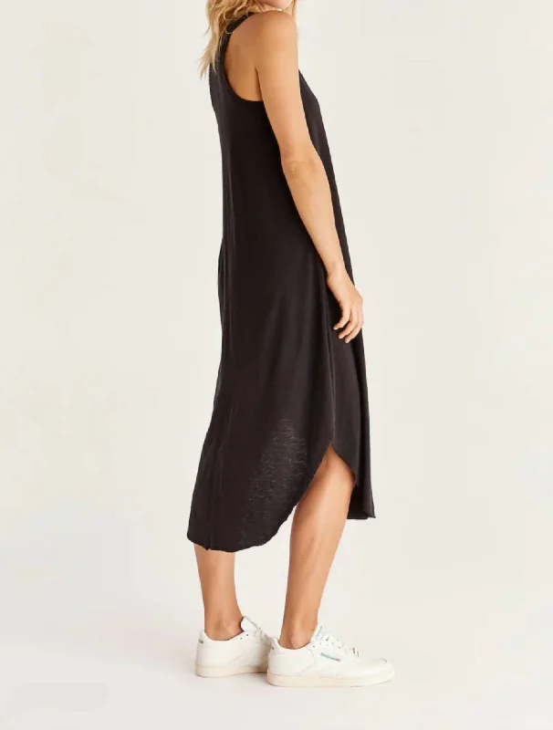 Women's Reverie Midi Dress In Black Cozy T-shirt Midi Dress