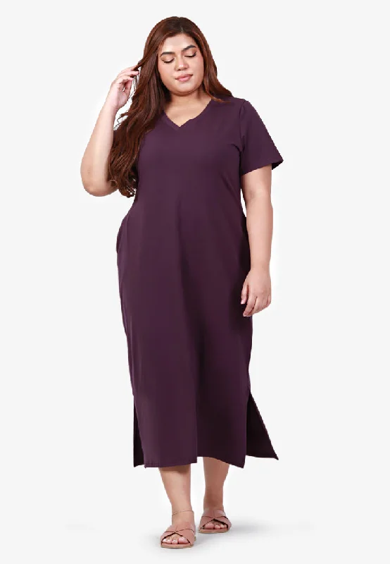 Mackayla V-neck Short Sleeve Maxi Dress - Purple Stylish V-Neck Maxi Dress