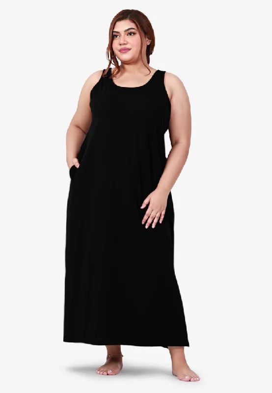 Marie Sleeveless Maxi Dress - Black Trendy Maxi Dress with Lace