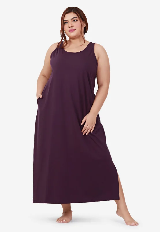 Marie Sleeveless Maxi Dress - Purple Stylish Maxi Dress with Frills