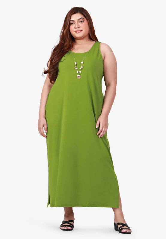 Marie Sleeveless Maxi Dress - Green Comfortable T-Shirt Maxi Dress