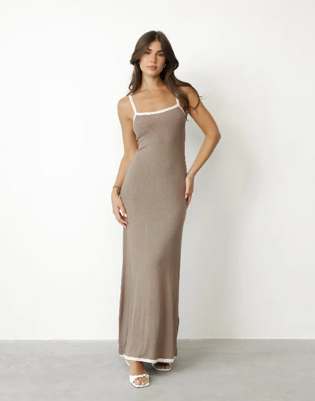 Amihan Maxi Dress (Mocha) Fashionable Sleeveless Maxi Dress