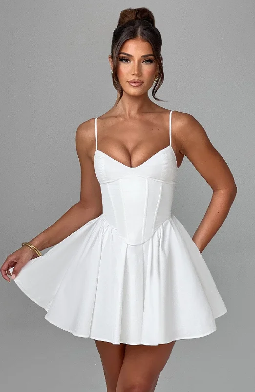 Analeigh Mini Dress - Ivory Elegant Silk Mini Dress