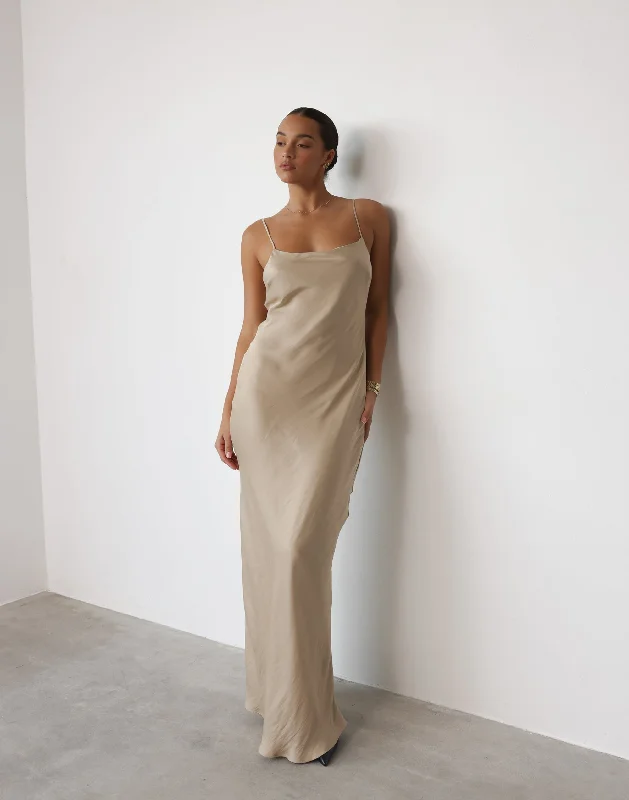 Aspen Maxi Dress (Sand) Stylish Empire Waist Maxi Dress