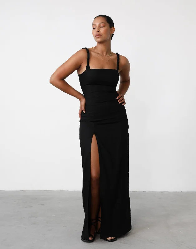 Bacalar Maxi Dress (Black) Fashionable Chiffon Maxi Dress