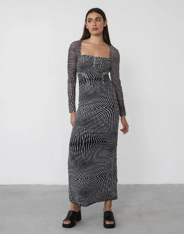 Bea Maxi Dress (Black Print) Stylish V-Neck Maxi Dress