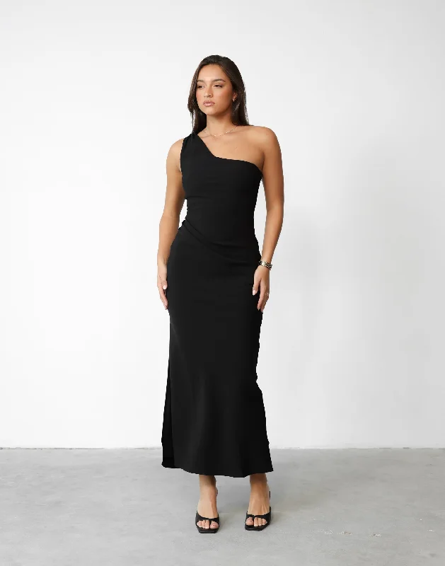 Caroline Maxi Dress (Black) Comfortable T-Shirt Maxi Dress