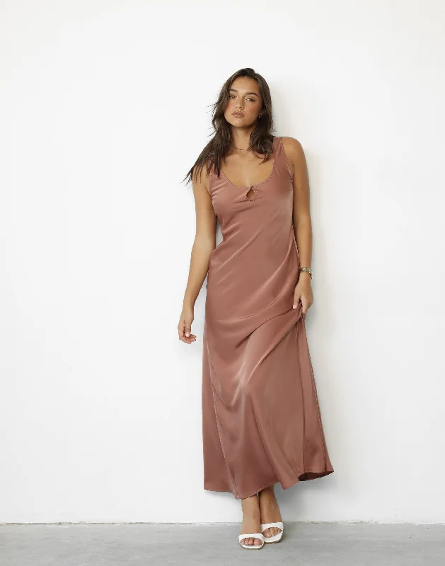 Charlotte Maxi Dress (Dusty Rose) Fashionable Off-Shoulder Maxi Dress