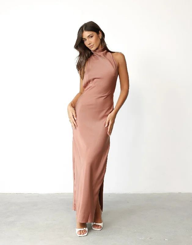 Clara Maxi Dress (Dusty Rose) Trendy Maxi Dress with Belt