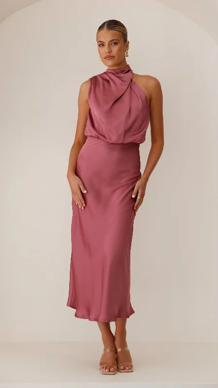 Esther Maxi Dress - Plum Comfortable Maxi Dress with Belt