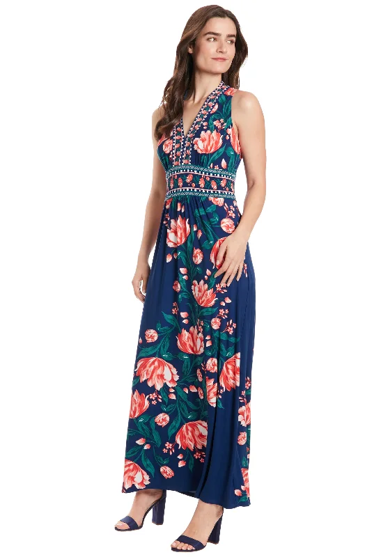 Floral Print Flowy Maxi Dress Stylish Button-Up Maxi Dress