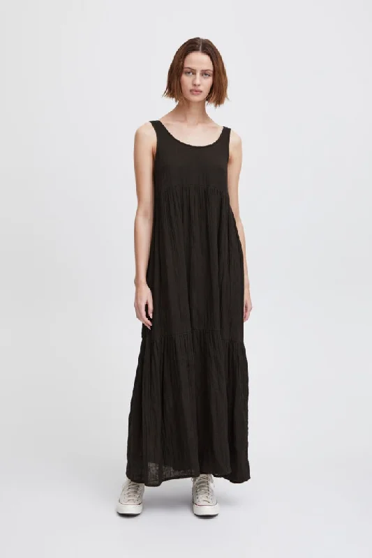 Foxa Maxi Dress - Black Cozy Cold-Shoulder Maxi Dress