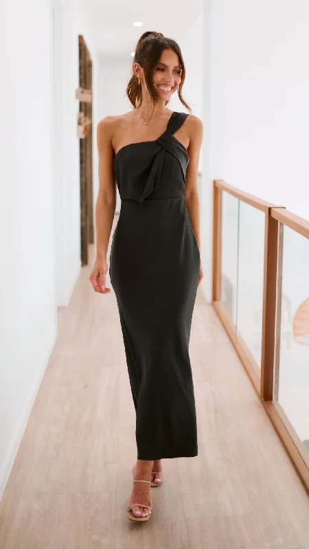 Greta Maxi Dress - Black Stylish Longline Maxi Dress