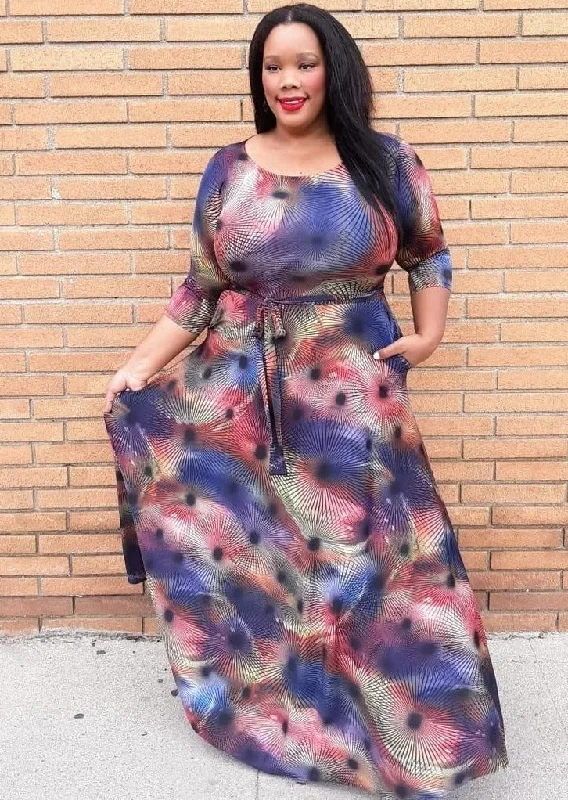 Hi Curvy Plus Size Women Unique Print Maxi Dress Elegant Floral Maxi Dress