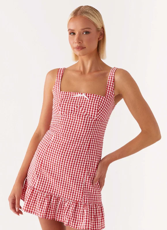 Honesty Mini Dress - Red Gingham Classic Solid Mini Dress