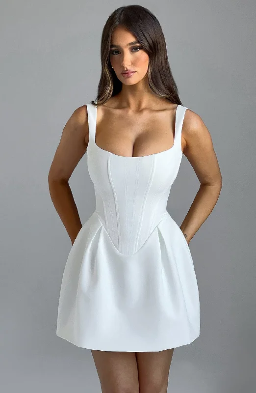 Janiyah Mini Dress - Ivory Elegant Vintage Mini Dress