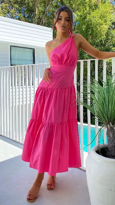 Jayma Maxi Dress - Pink Fashionable Faux Wrap Maxi Dress