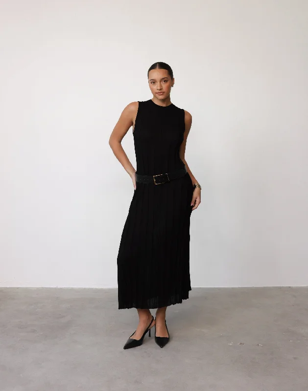 Jemima Maxi Dress (Black) Fashionable Maxi Dress with Fringe