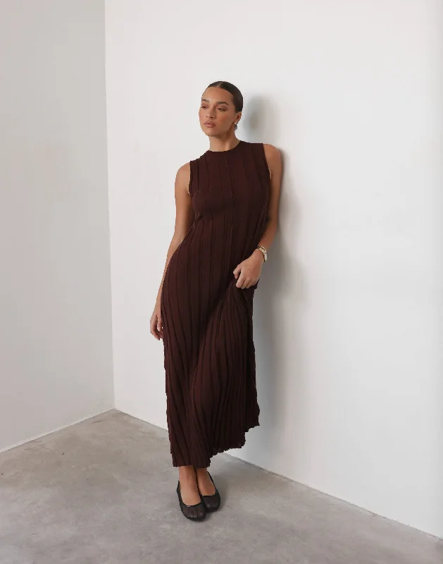 Jemima Maxi Dress (Cocoa) Elegant Wraparound Maxi Dress