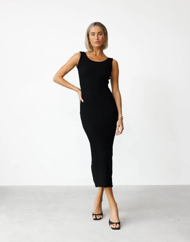 Josefina Maxi Dress (Black) Elegant Maxi Dress with Ruffles