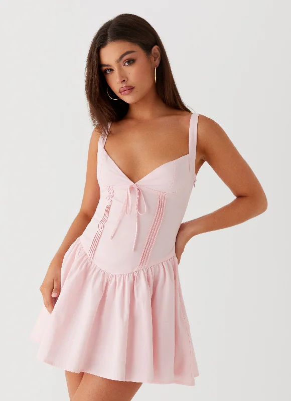 Juno Mini Dress - Pink Chic Tropical Mini Dress