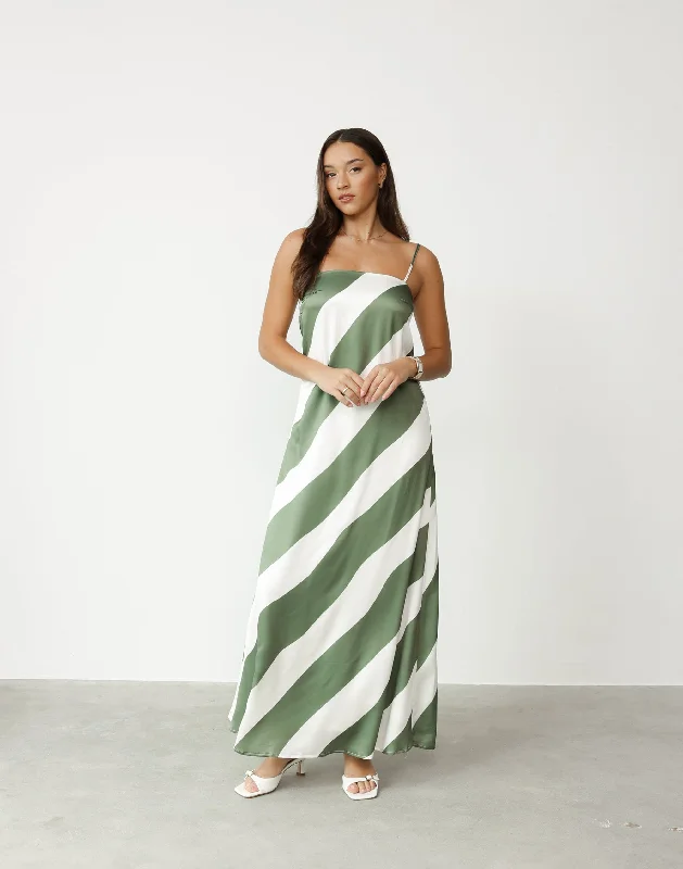 Kacey Maxi Dress (Khaki Stripe) Classic Strapless Maxi Dress