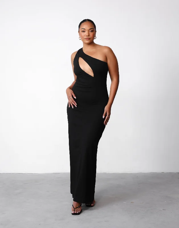 Karlie Maxi Dress (Black) Fashionable High-Low Maxi Dress