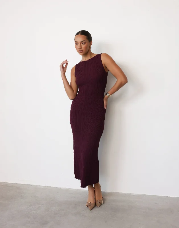 Kienna Maxi Dress (Plum) Fashionable High-Low Maxi Dress