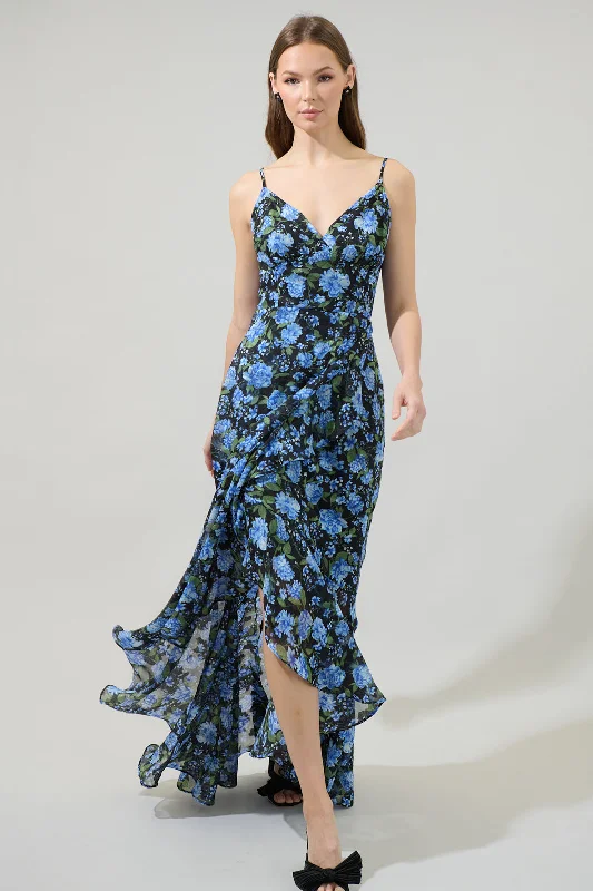 Lyssa Floral Doris Ruffle Maxi Dress Stylish A-Line Maxi Dress