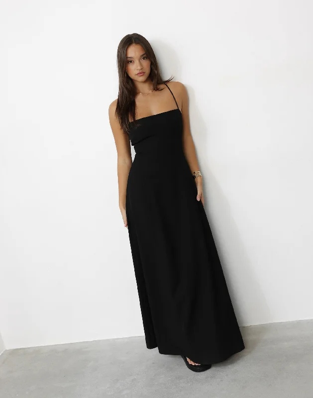 Mirielle Maxi Dress (Black) Chic Off-Shoulder Maxi Dress