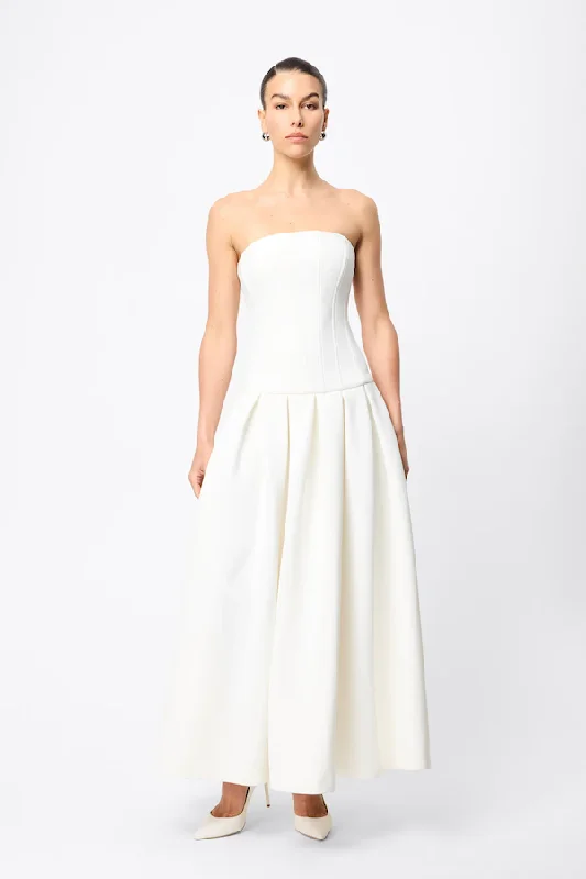 Enchant Maxi Dress White Cozy Cold-Shoulder Maxi Dress