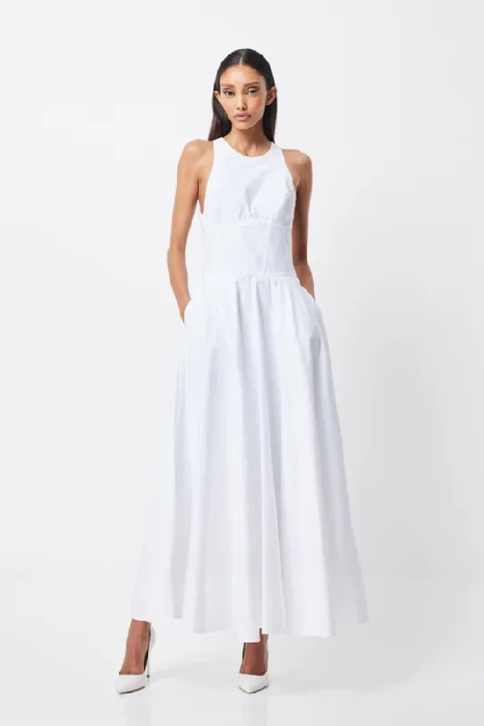 Homage Maxi Dress White Fashionable High-Low Maxi Dress