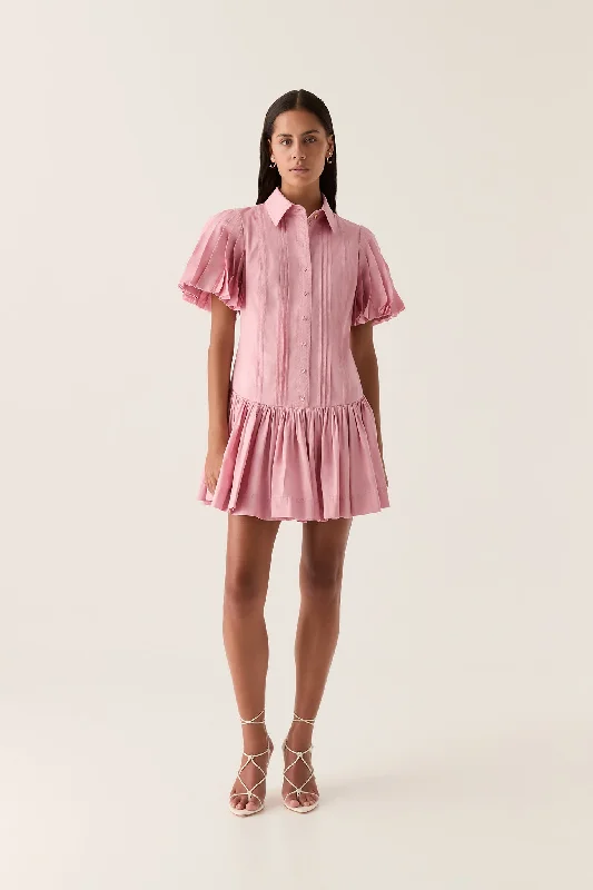 Mythos Pintucked Mini Dress Cozy Jersey Mini Dress