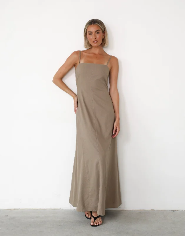 Norah Maxi Dress (Stone) Comfortable Maxi Dress with Slits