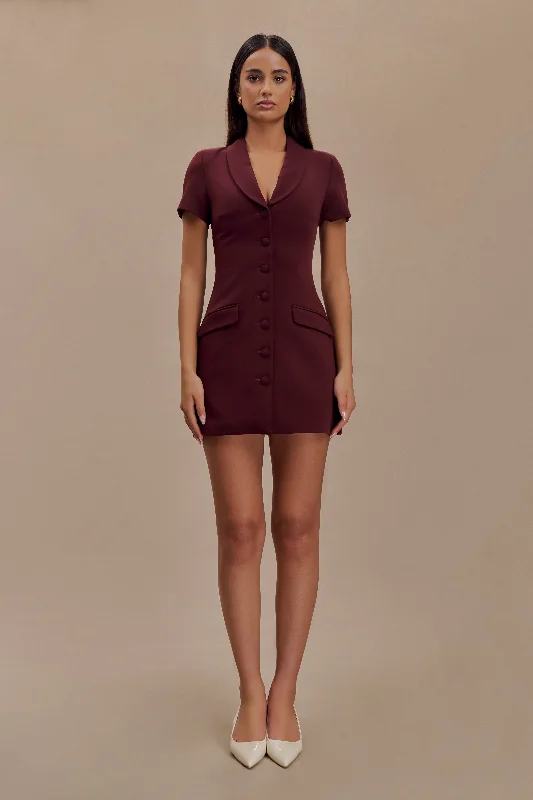 Paolina Collared Suiting Mini Dress - Plum Chic Sleeveless Mini Dress