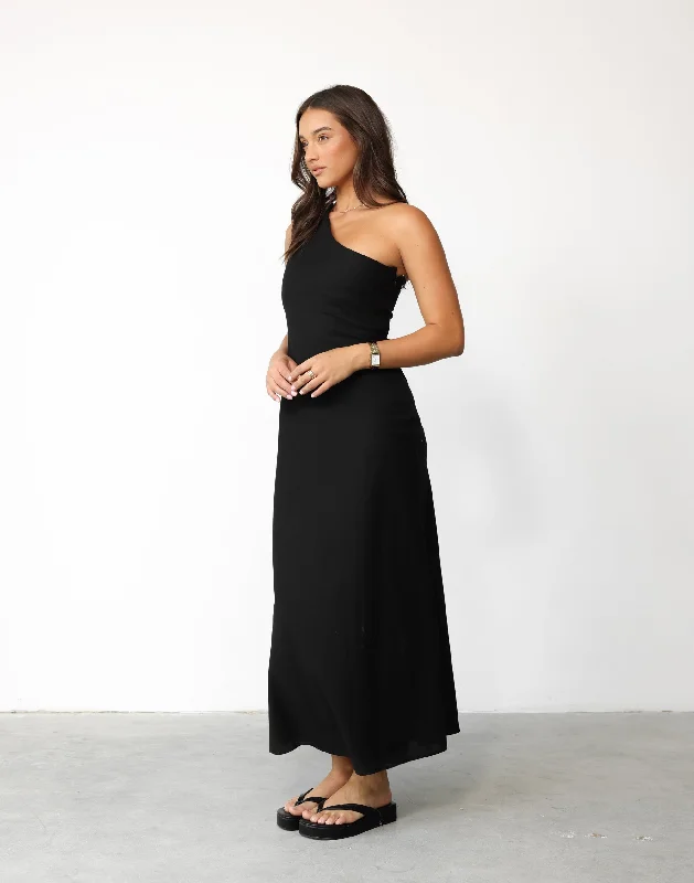 Rema Maxi Dress (Black) Elegant Silk Maxi Dress