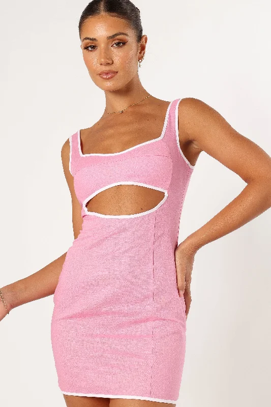 Samara Mini Dress - Pink Cozy Cotton Mini Dress