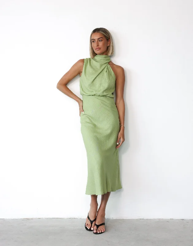 Seraphina Maxi Dress (Green) Elegant Maxi Dress with Lace