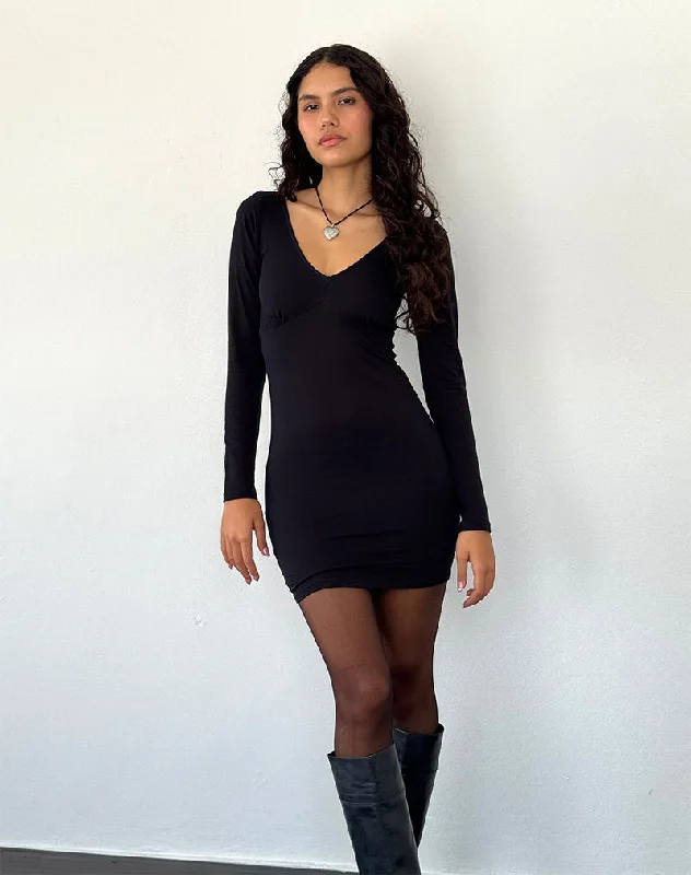 Silsali Lycra Mini Dress in Black Classic Shift Mini Dress